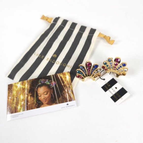 Lele Sadoughi Jewelry - NWT LELE SADOUGHI CRYSTAL LELE‎ BUTTON EARRINGS GLASS RAINBOW LS1476GR